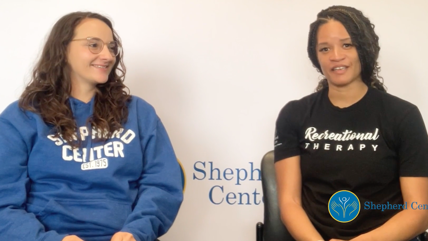 Shannon Ali, Internship Coordinator, and Kasey Lawton, a former Recreation Therapy intern, discuss they intern-supervisor relationship.